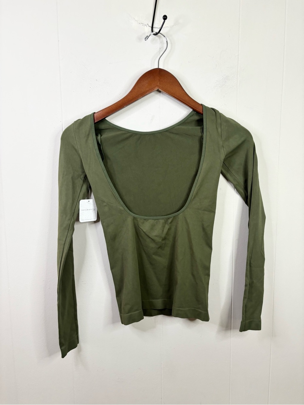 Free People low back seamless long sleeve shirt size XS/SM new hunter green - Picture 7 of 7
